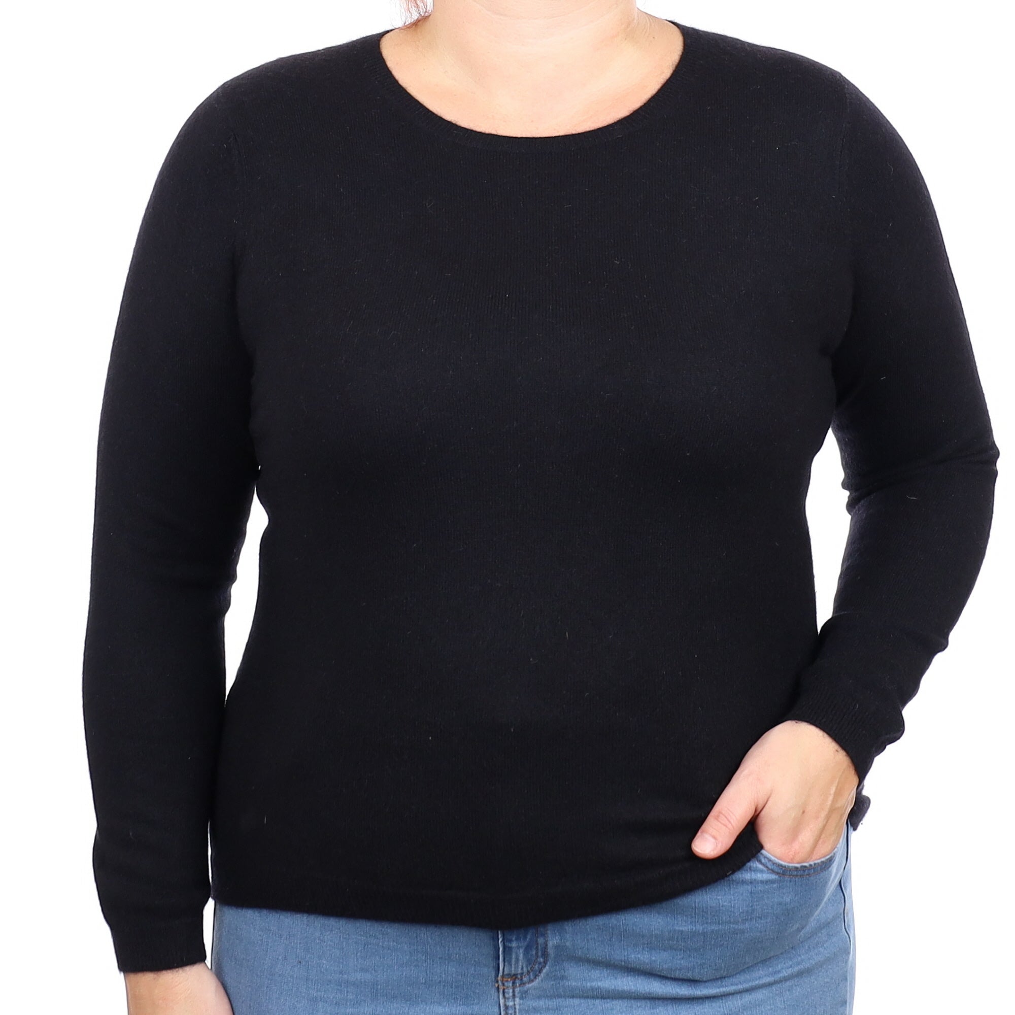 Black Cashmere Crew Neck Jumper Large