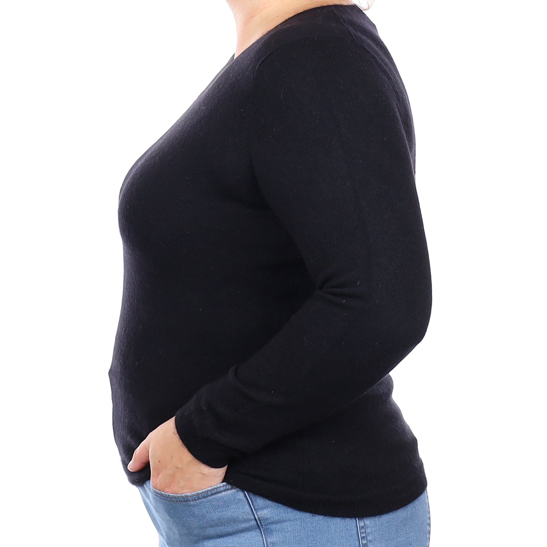 Black Cashmere Crew Neck Jumper Large