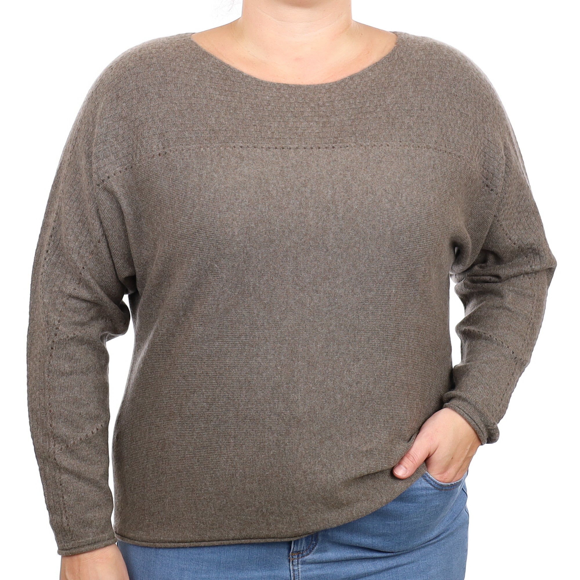 Donkey Brown Cashmere Wide Crew Neck Jumper Large
