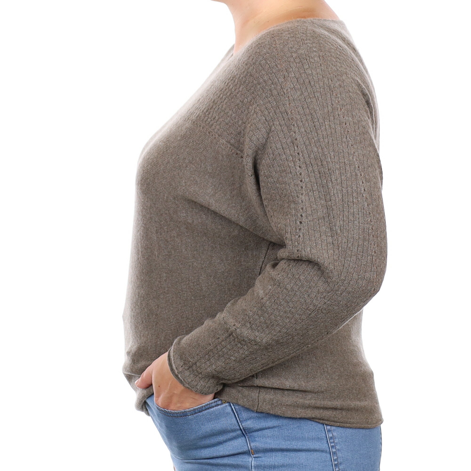 Donkey Brown Cashmere Wide Crew Neck Jumper Large