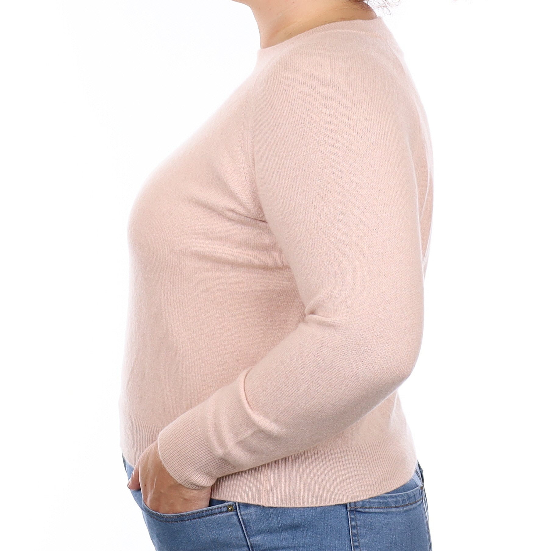 Shell Pink Cashmere Crew Neck Jumper Large