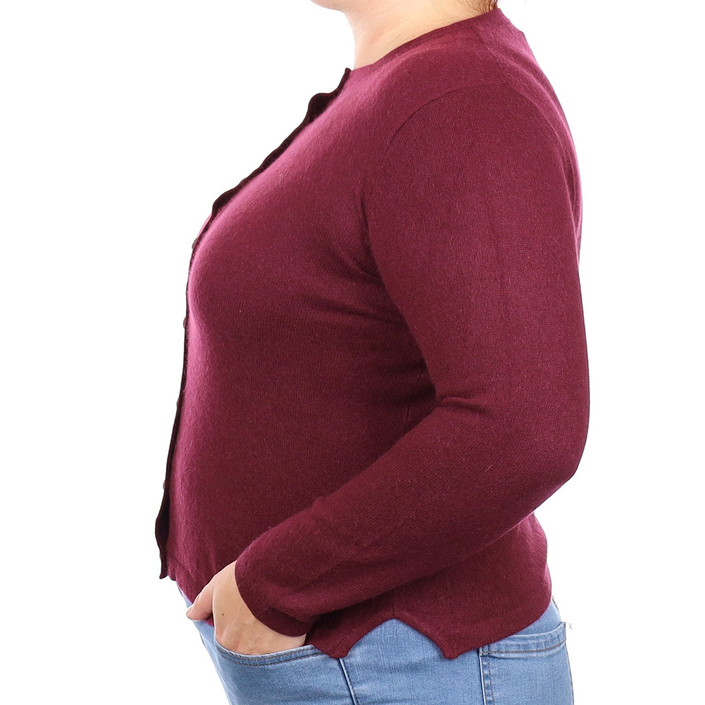 Mulberry Red Cashmere Crew Neck Cardigan Large