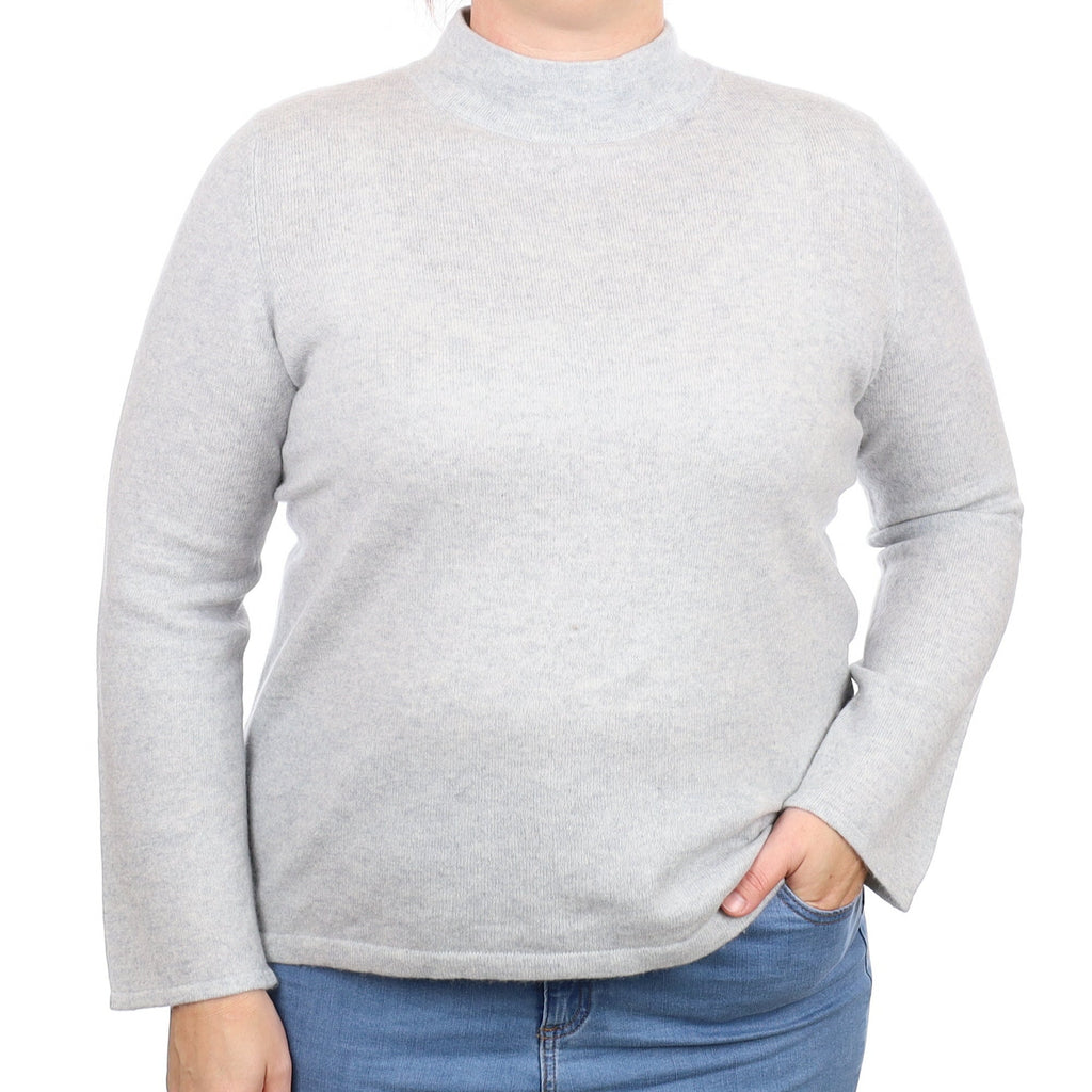 Mist Grey Cashmere Turtleneck Jumper Large