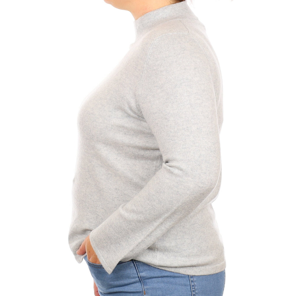 Mist Grey Cashmere Turtleneck Jumper Large