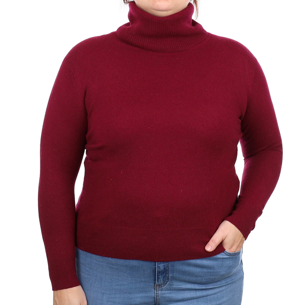 Wine Red Cashmere Cowl Neck Jumper Large