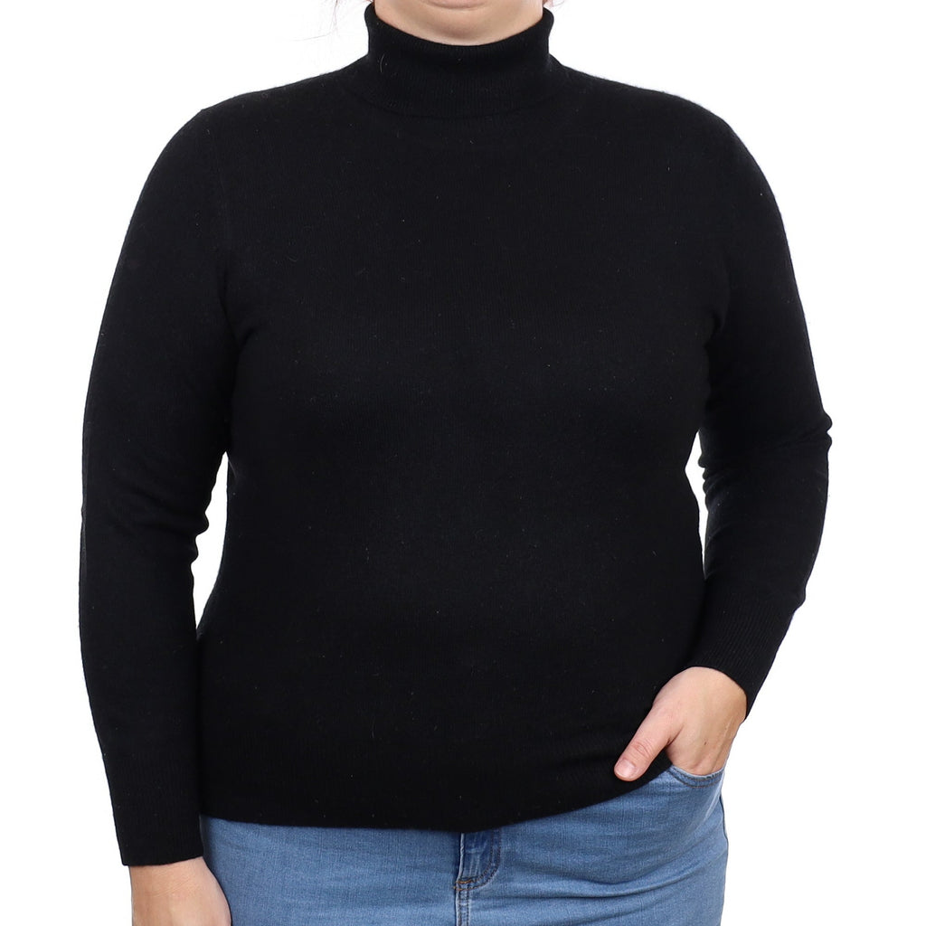 Black Cashmere Turtleneck Jumper Large