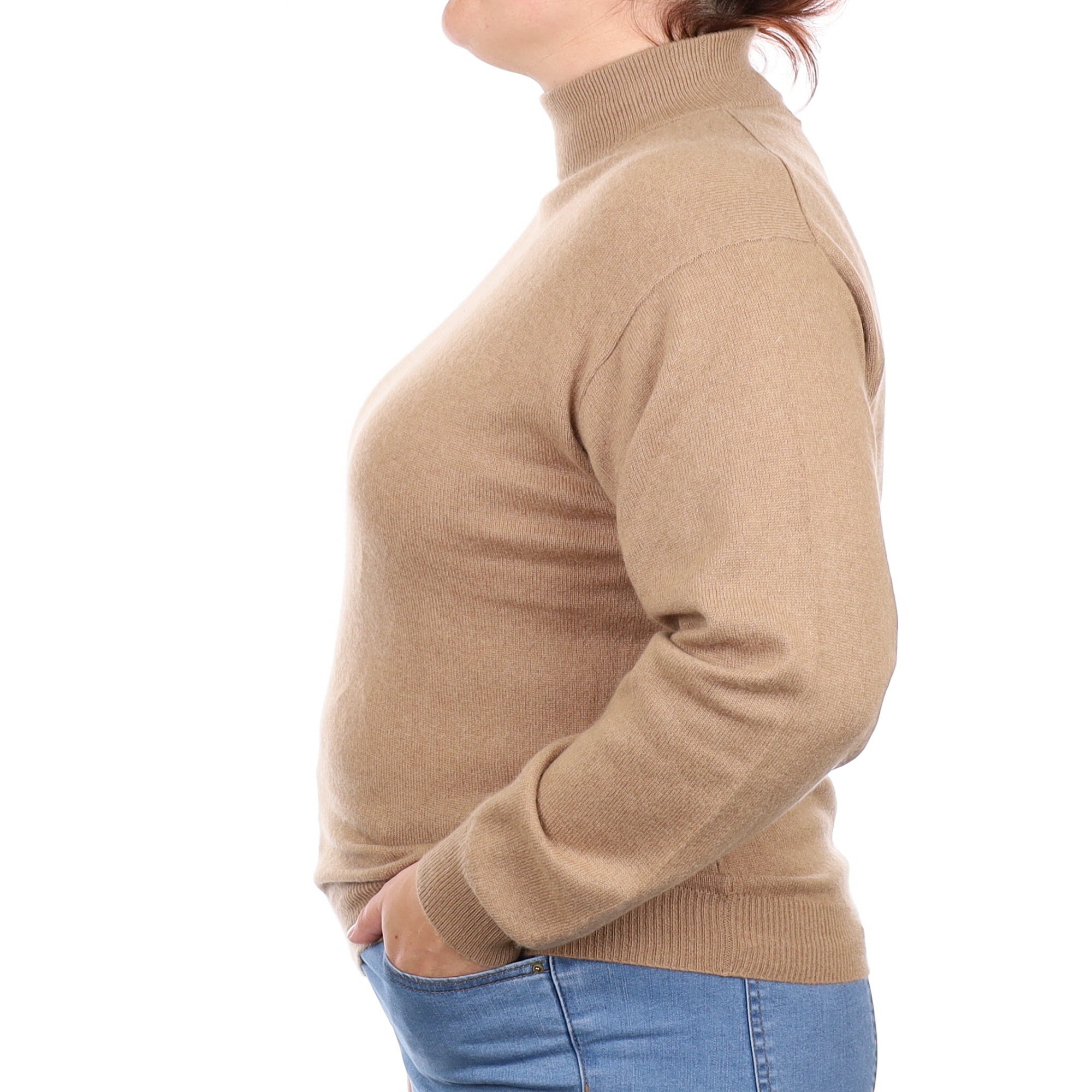 Toffee Brown Cashmere Turtleneck Jumper Large