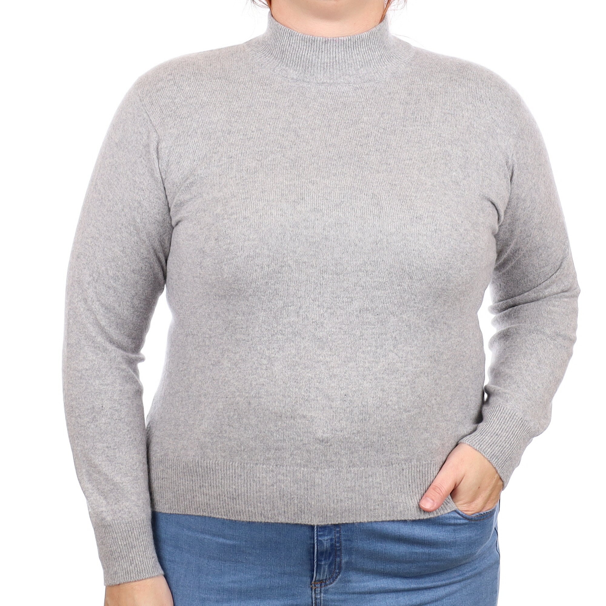 Smoke Grey Cashmere Turtleneck Jumper Large