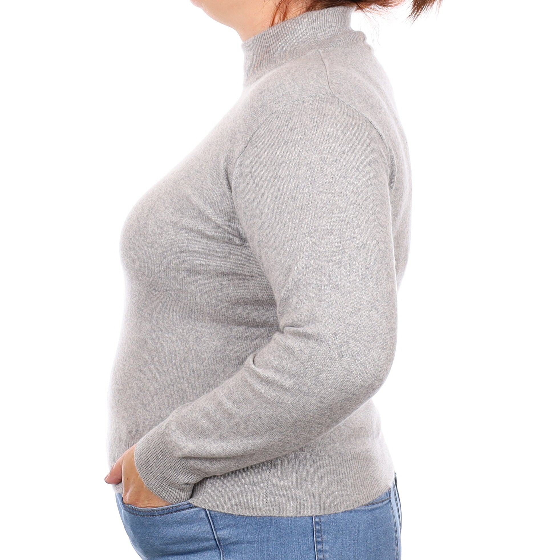 Smoke Grey Cashmere Turtleneck Jumper Large