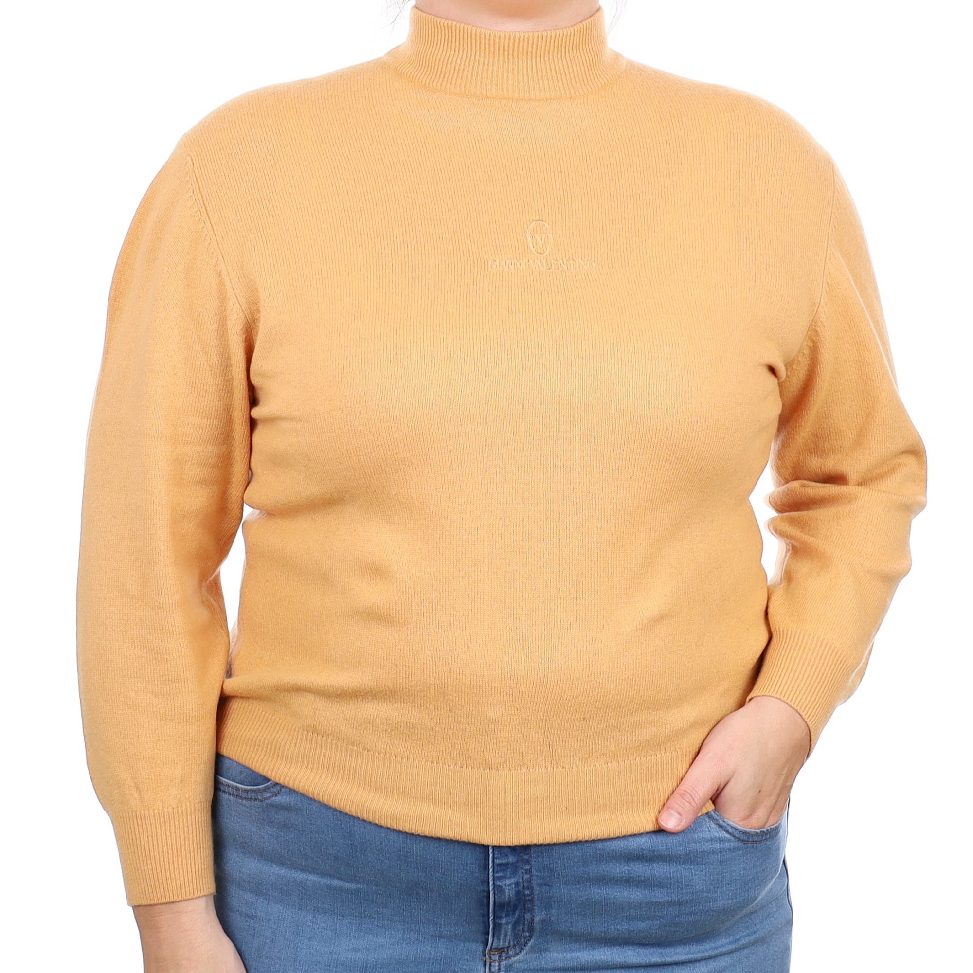 Giani Valentino Muted Orange Cashmere Turtleneck Jumper Large