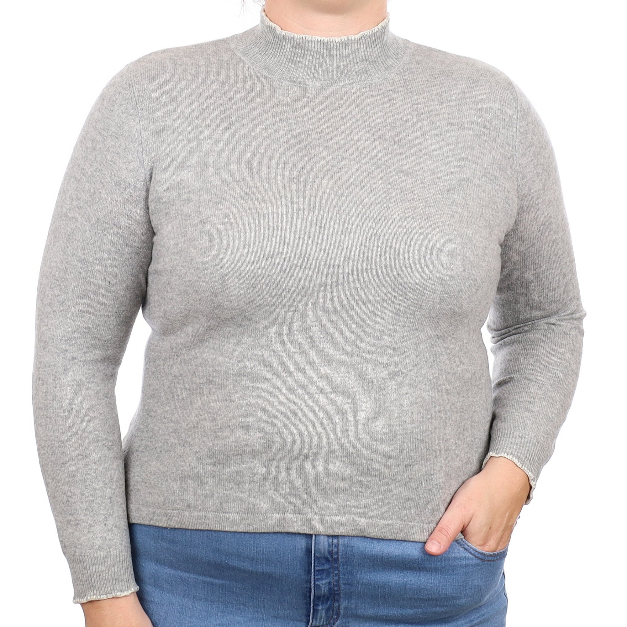 Smoke Grey Cashmere Turtle Neck Jumper Large