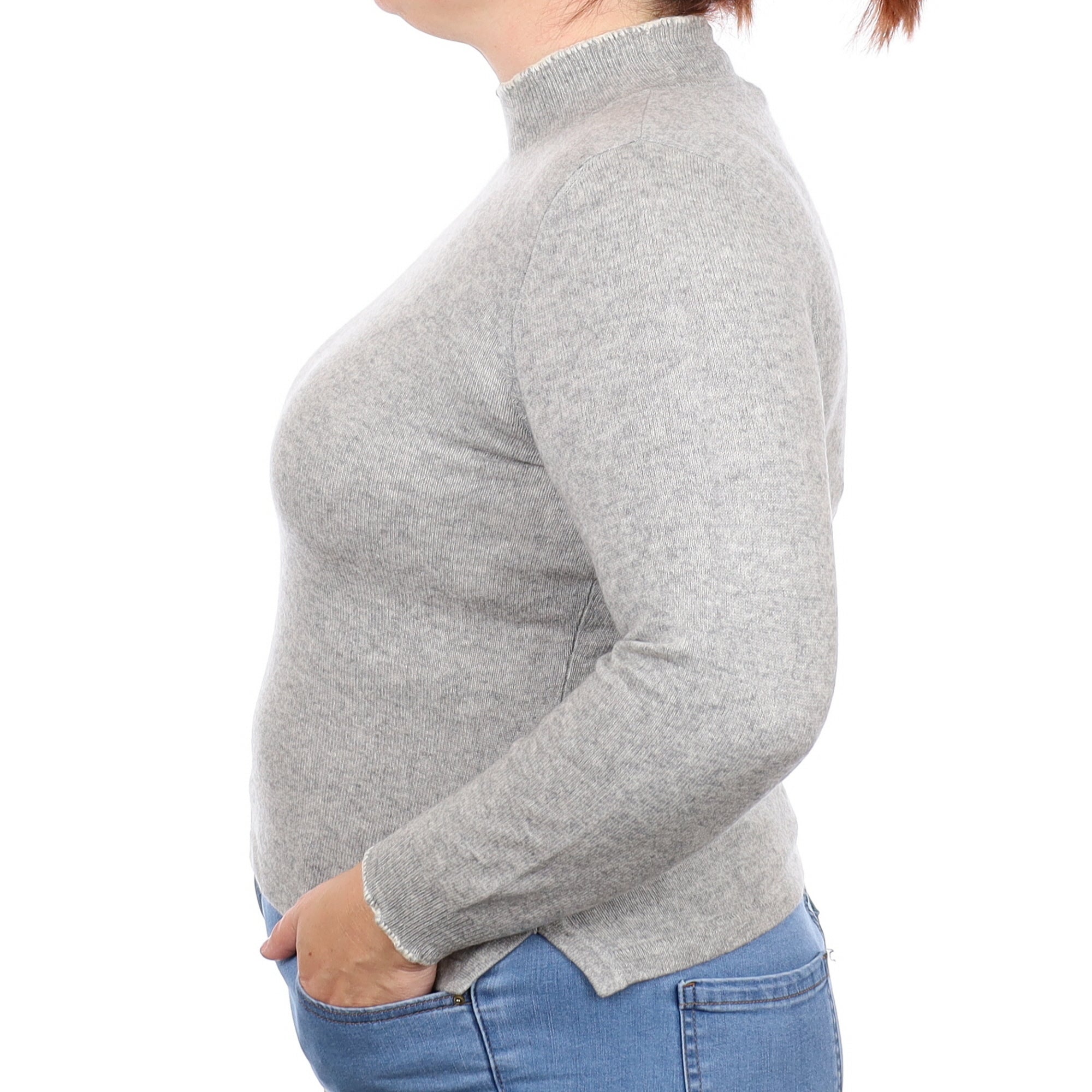 Smoke Grey Cashmere Turtle Neck Jumper Large