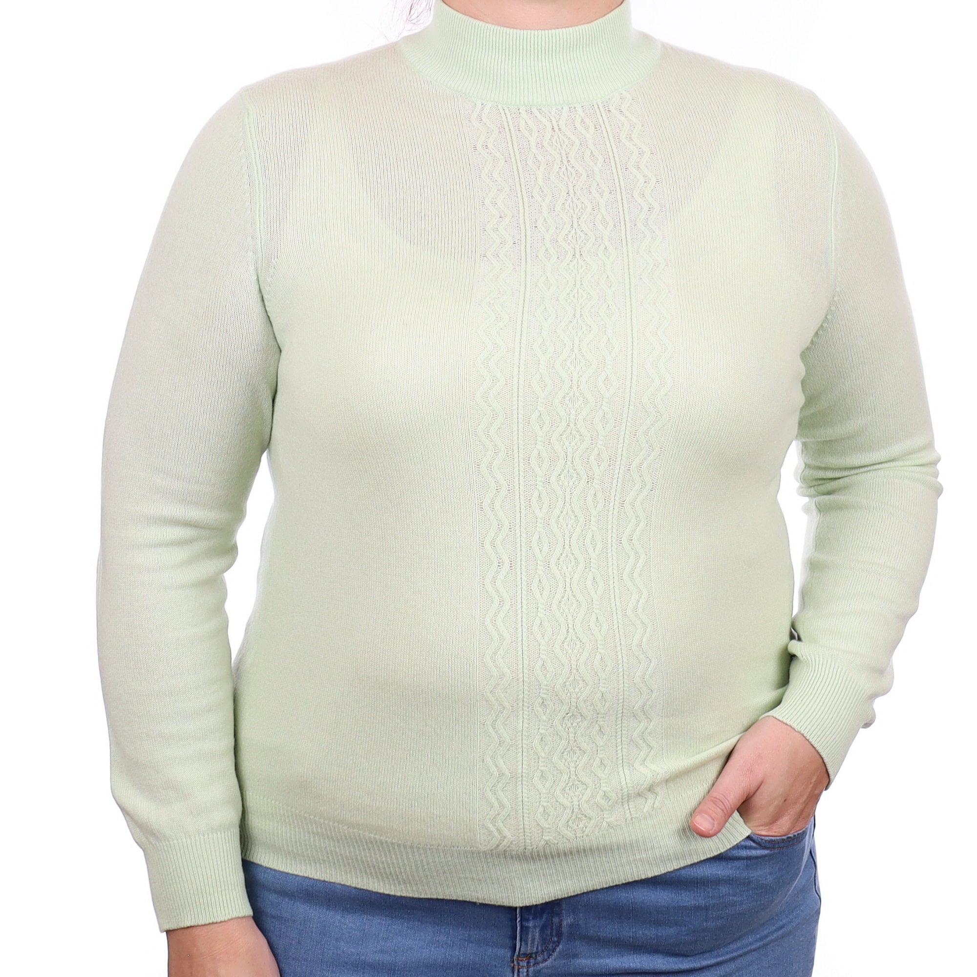 Soft Lime Cashmere Turtleneck Jumper Large