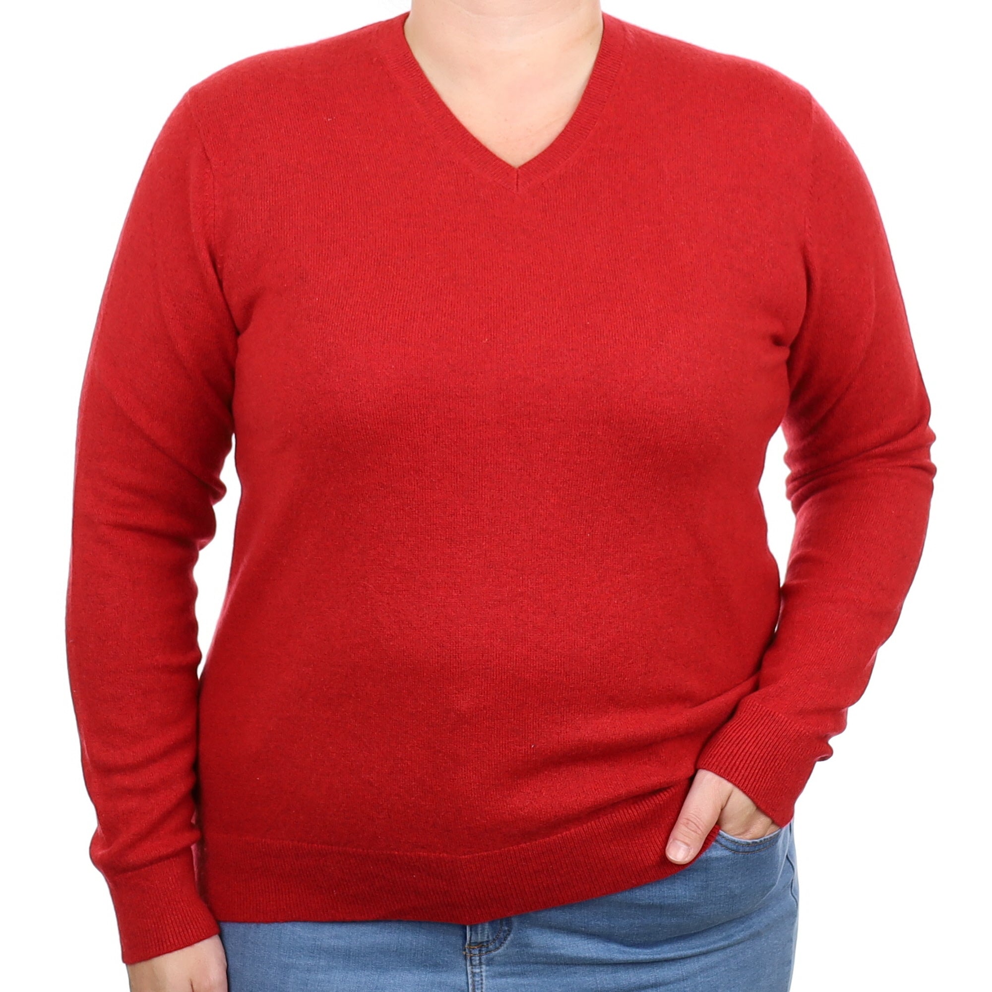 Phoenix Red Cashmere V Neck Jumper Large