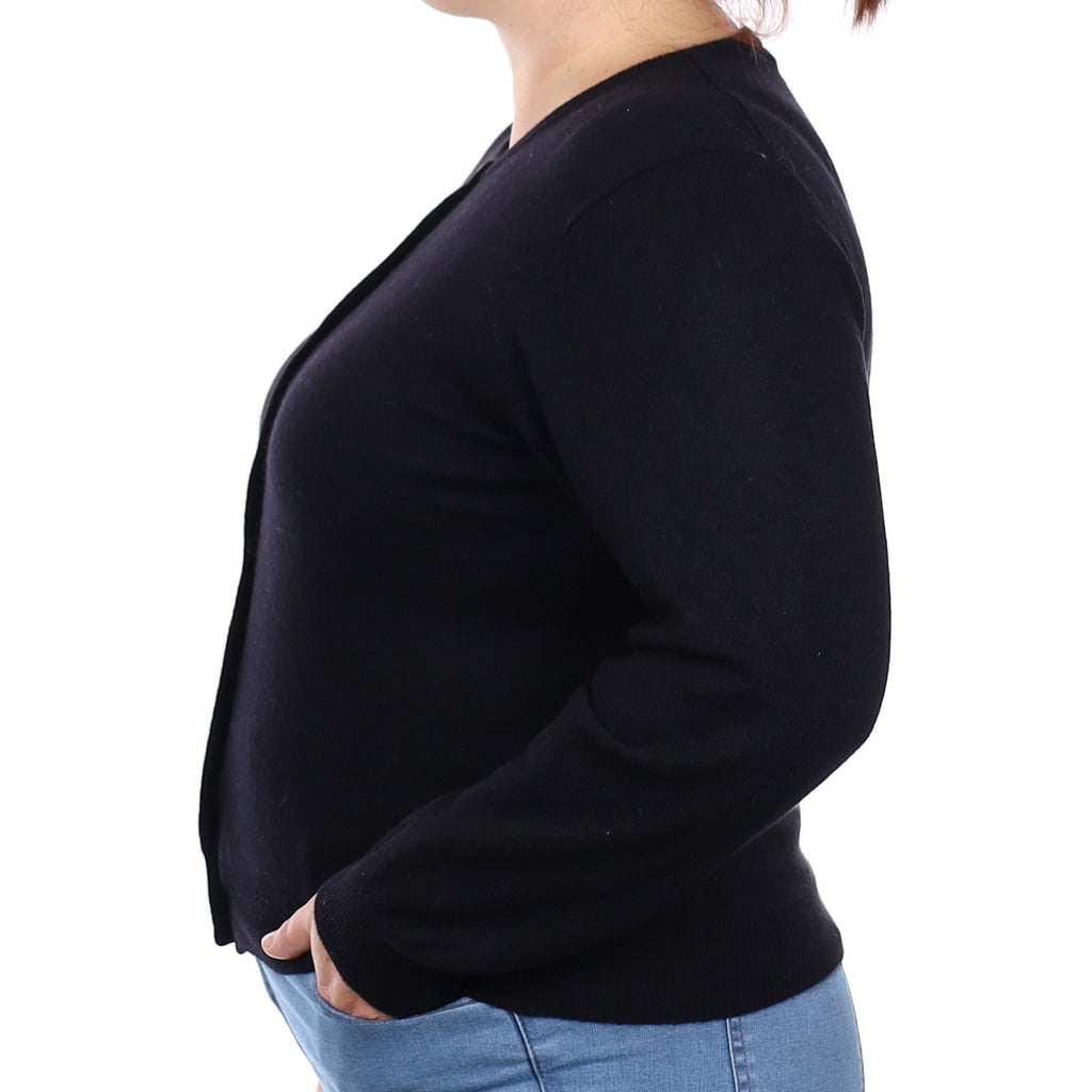 Black Cashmere Crew Neck Cardigan Large