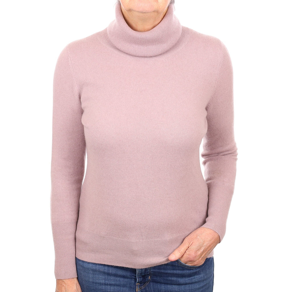 Jaeger Muted Lilac Cashmere Polo Neck Jumper Medium
