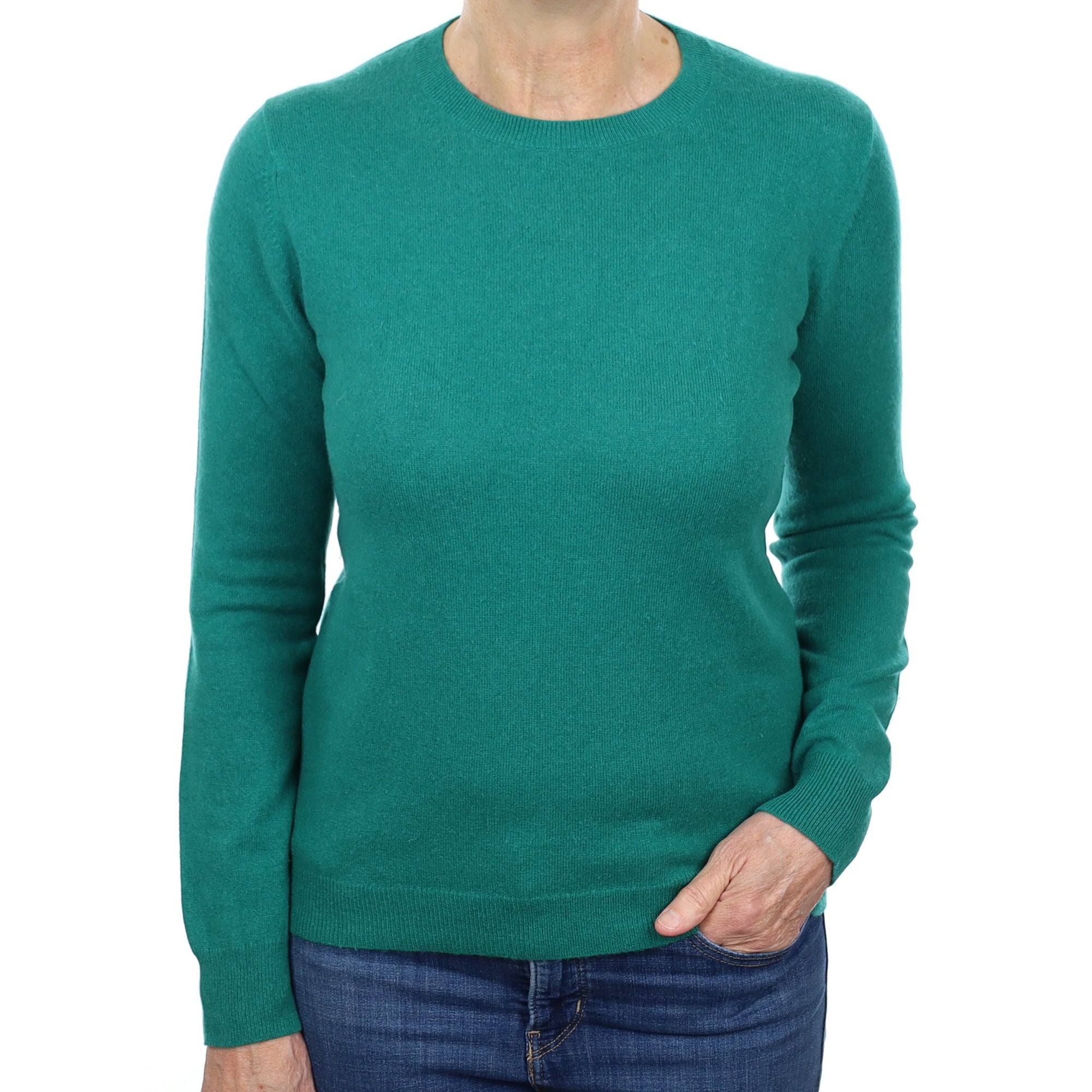 Emerald Green Cashmere Crew Neck Jumper Medium