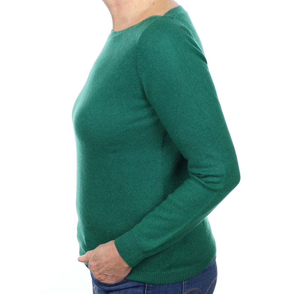 Emerald Green Cashmere Boat Neck Jumper Medium