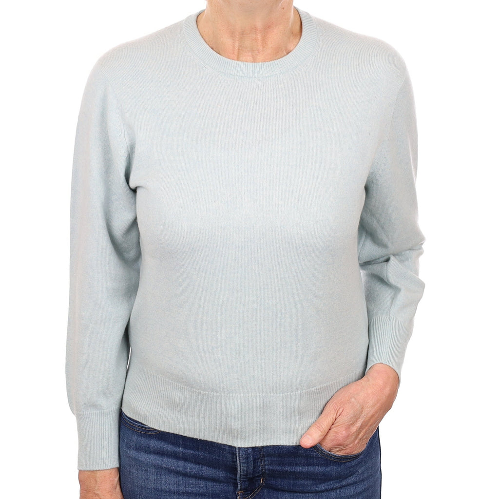 Mint Blue Cashmere Crew Neck Jumper Medium