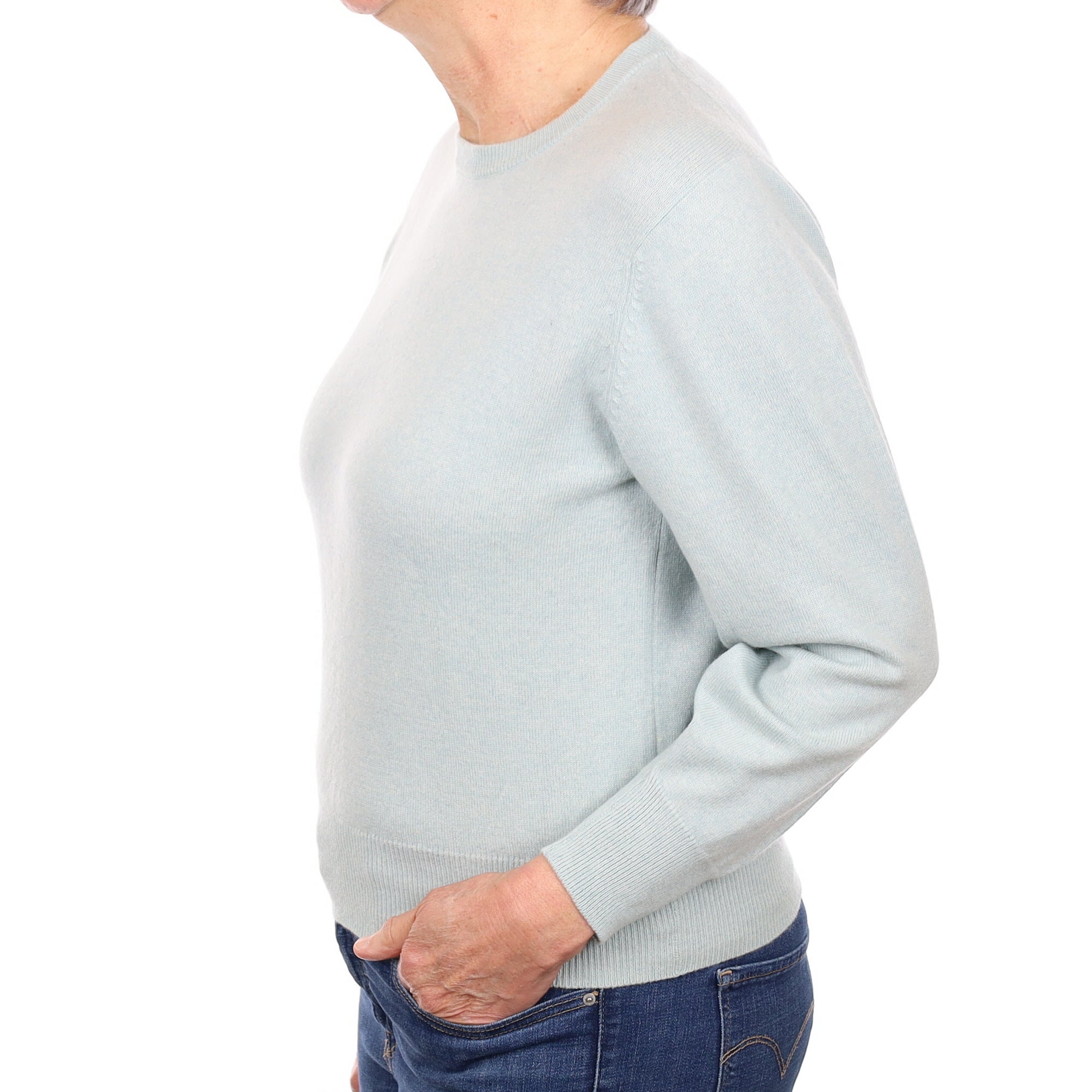Mint Blue Cashmere Crew Neck Jumper Medium