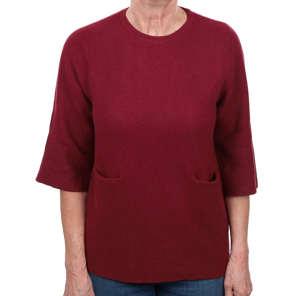 Burgundy Red Cashmere Crew Neck Jumper Medium