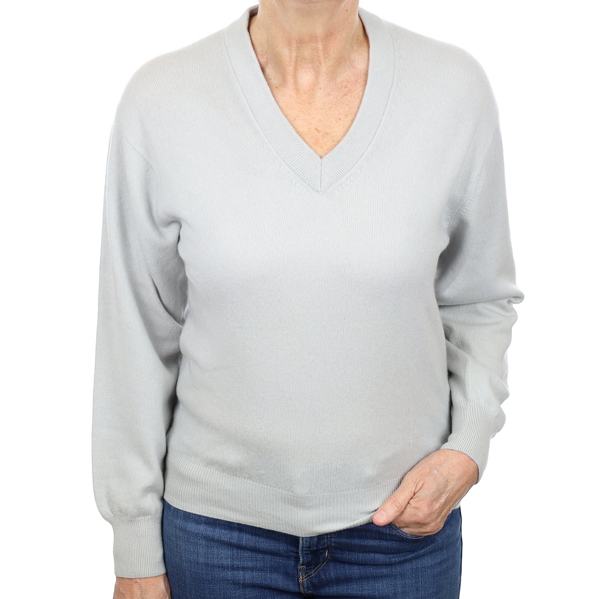 Duck Egg Blue Cashmere V Neck Jumper Medium
