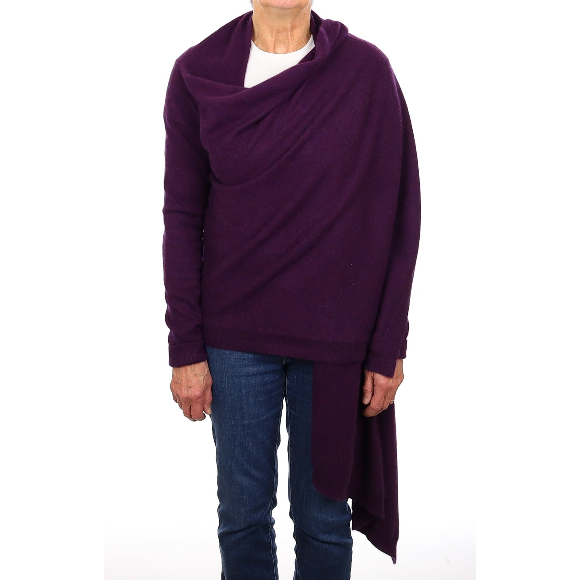 Deep Purple Marl Cashmere Waterfall Cardigan Medium