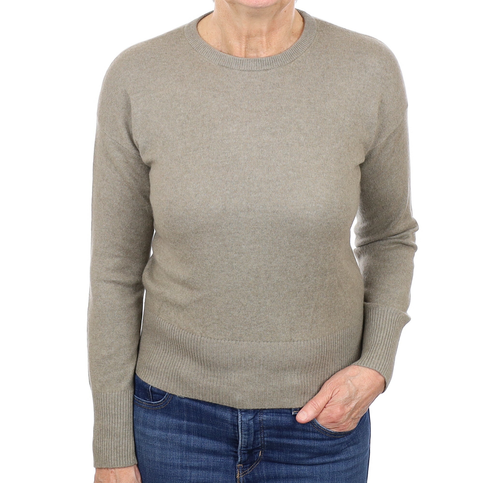 Muted Sage Cashmere Crew Neck Jumper Medium