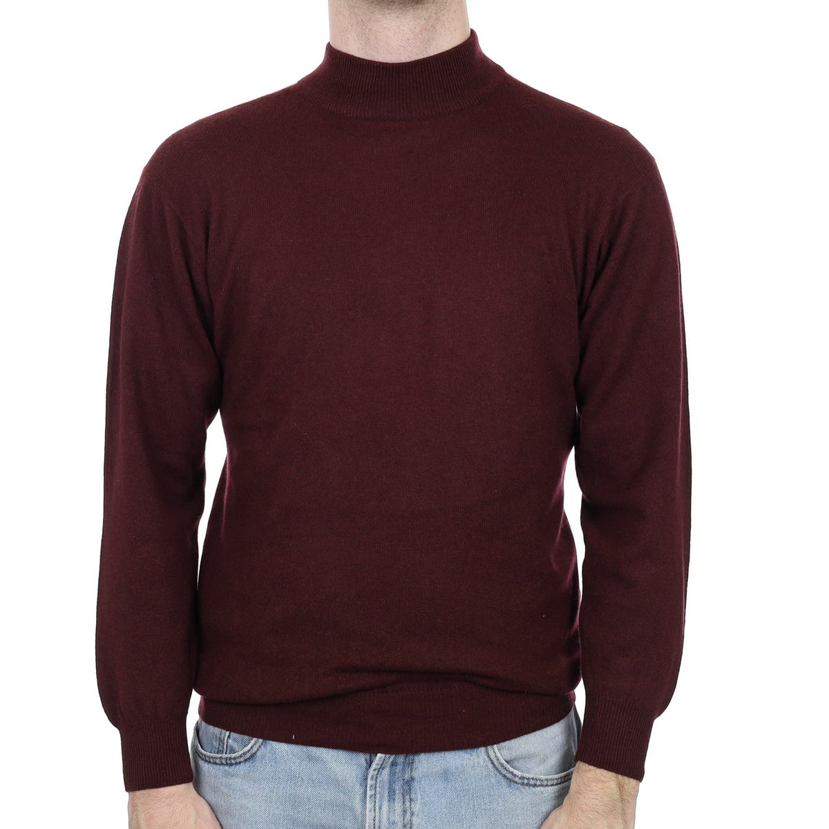 Men's Port Red Cashmere Turtle Neck Jumper Medium