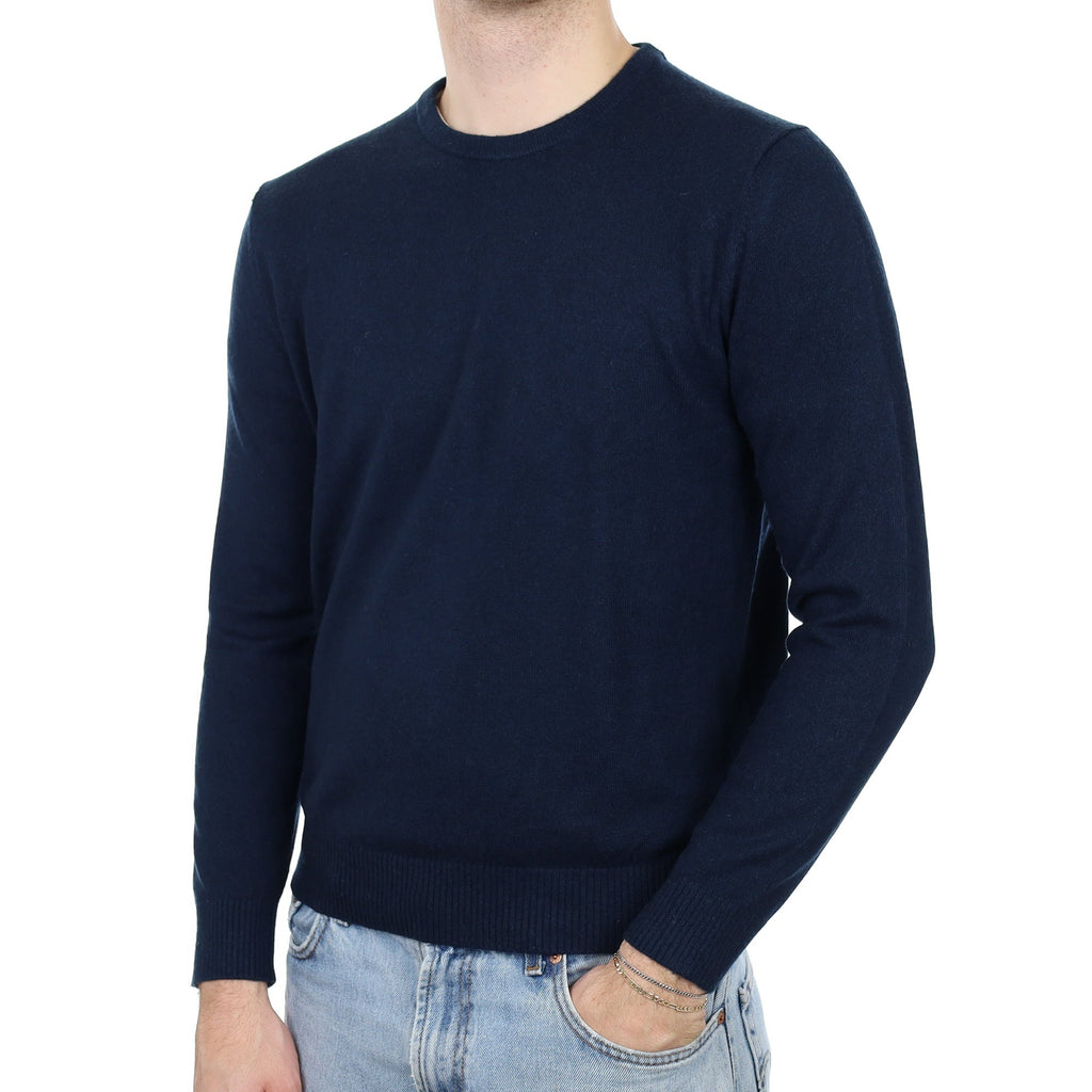 Men's Navy Blue Cashmere Crew Neck Jumper Medium