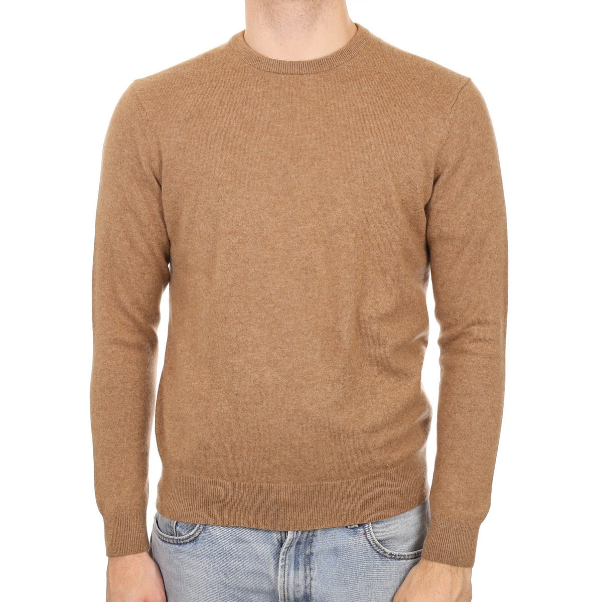 Men's Toffee Brown Cashmere Crew Neck Jumper Medium