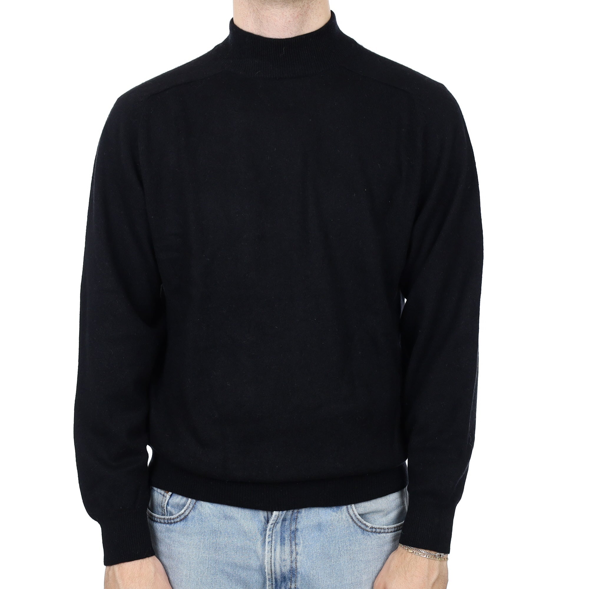 Men's Black Cashmere Turtle Neck Jumper Large