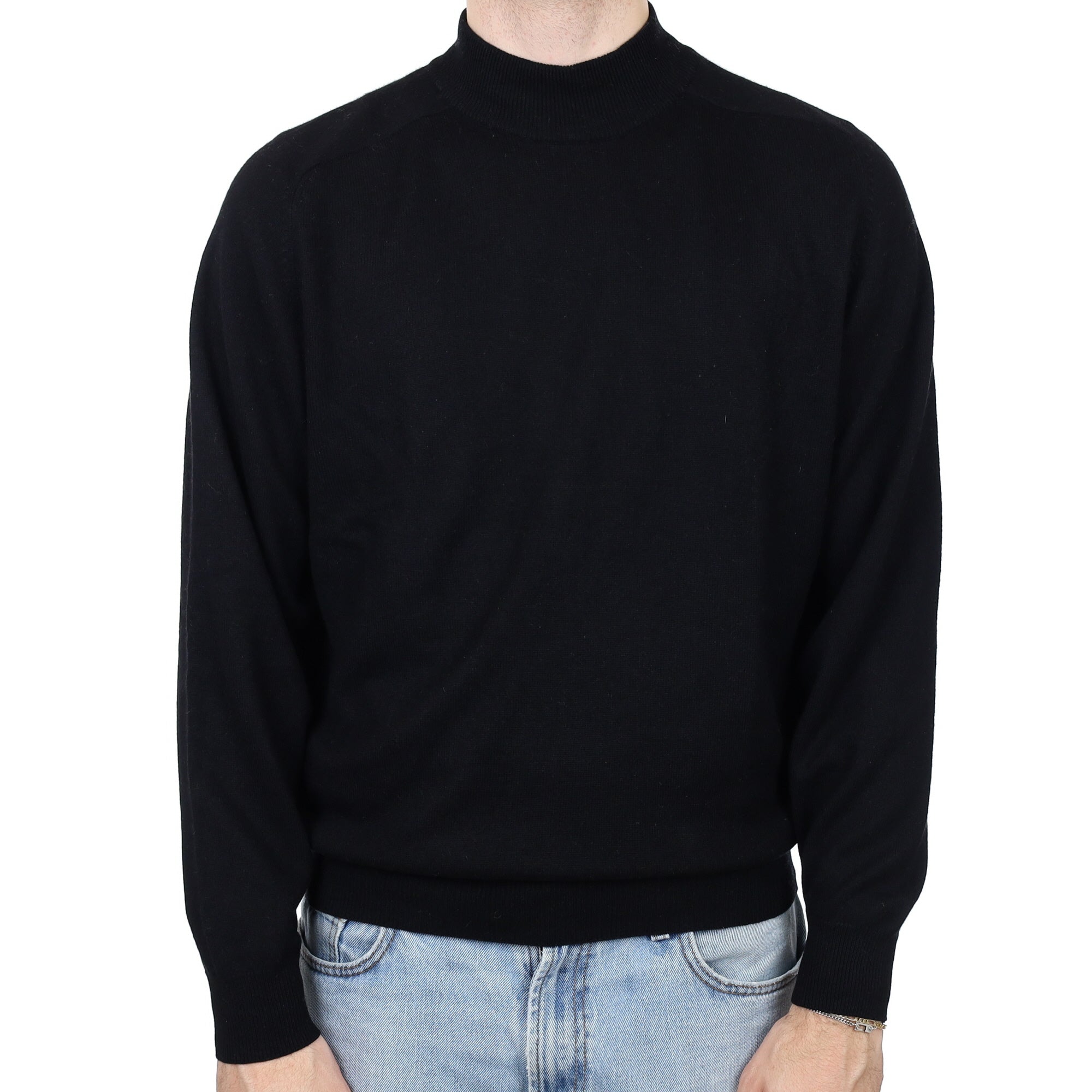 Men's Black Cashmere Turtle Neck Jumper Large