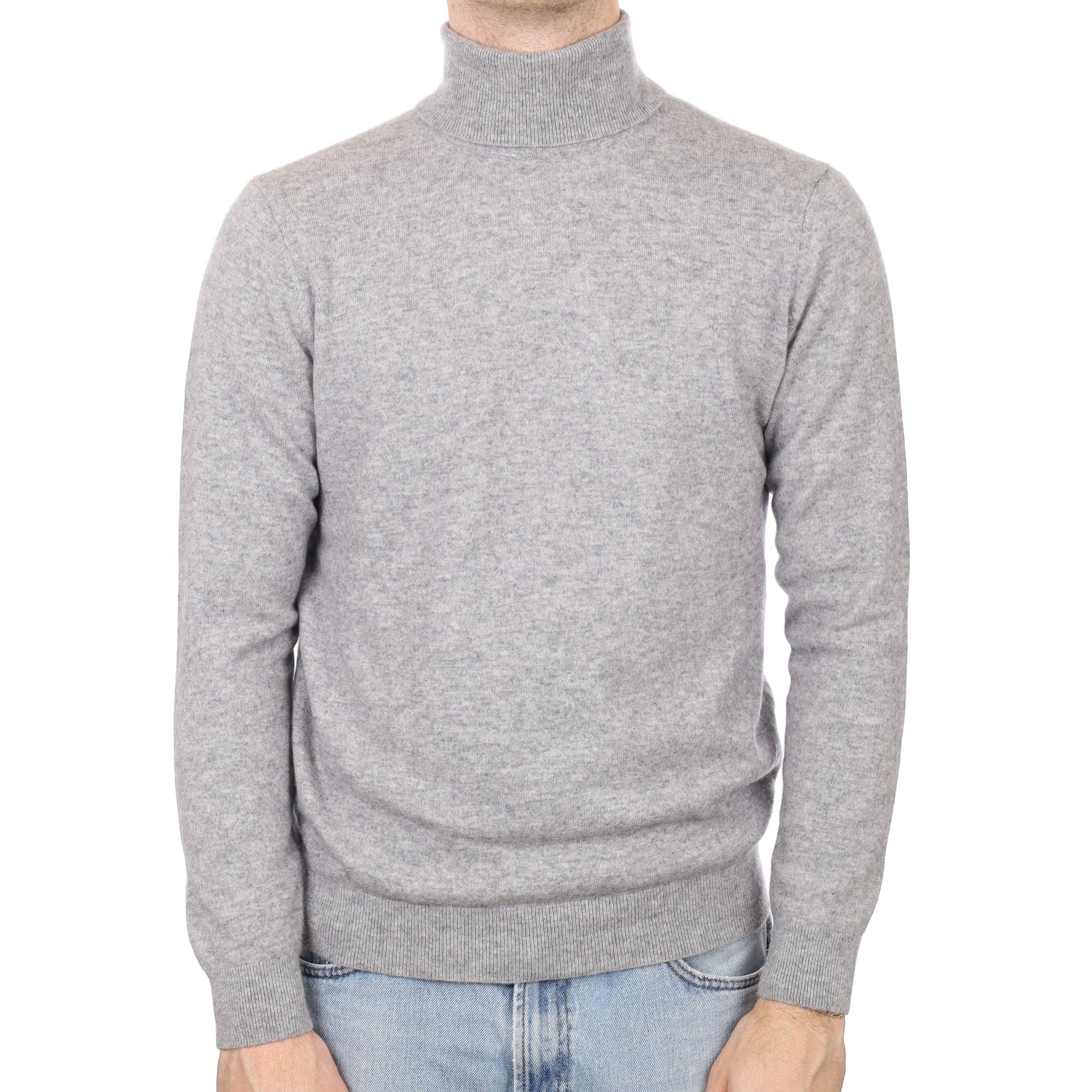 Men's Smoke Grey Cashmere Polo Neck Jumper Large