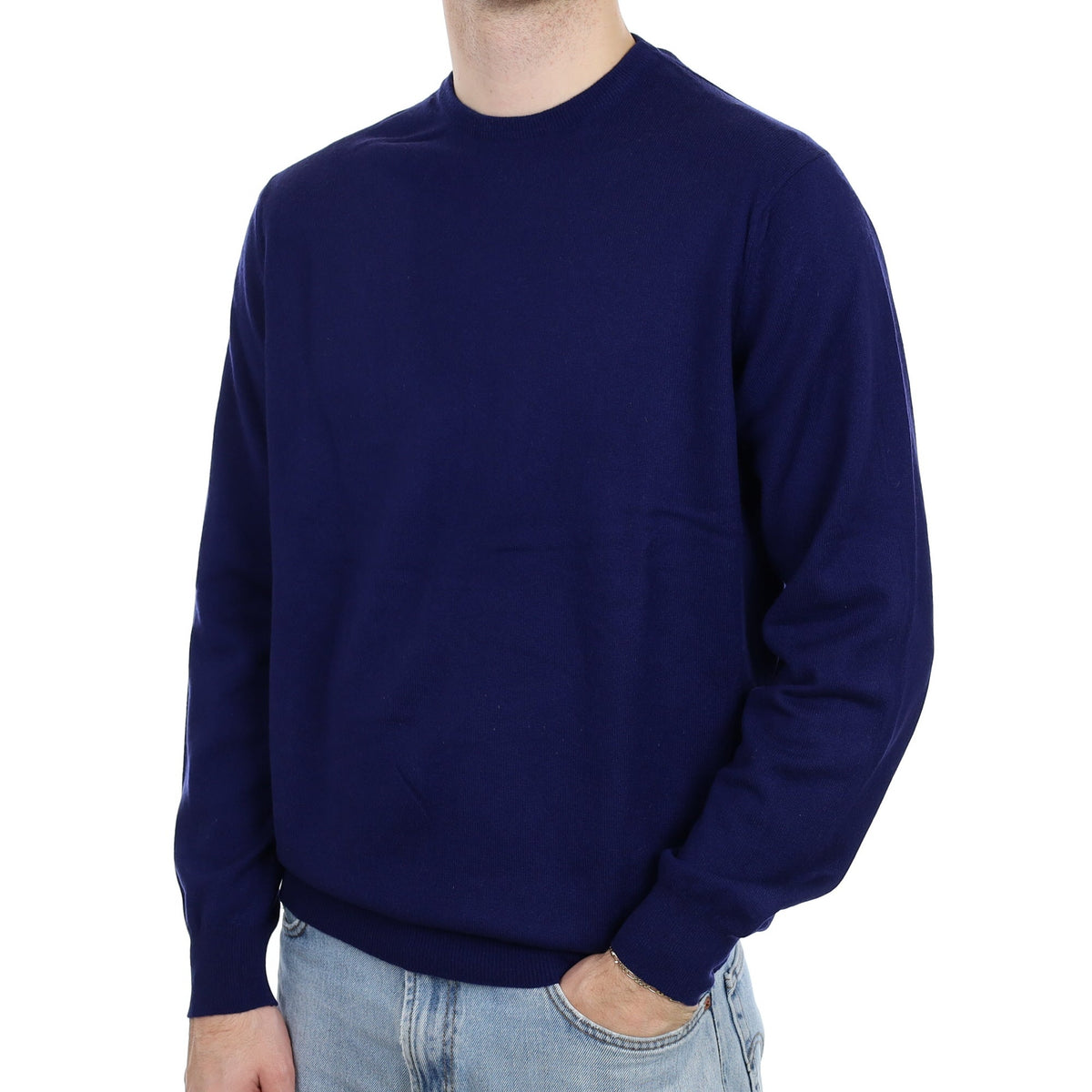 Men's William & Son French Navy Cashmere Crew Neck Jumper Large