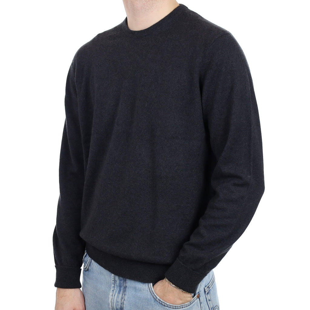 Men's Begg & Co Carbon Grey Cashmere Crew Neck Jumper Large