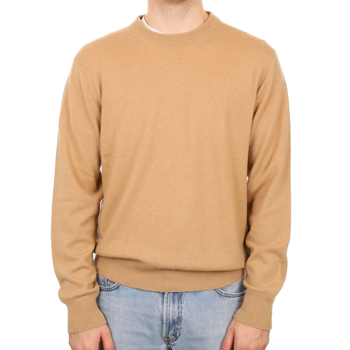 Men's Caramel Brown Cashmere Crew Neck Jumper Large