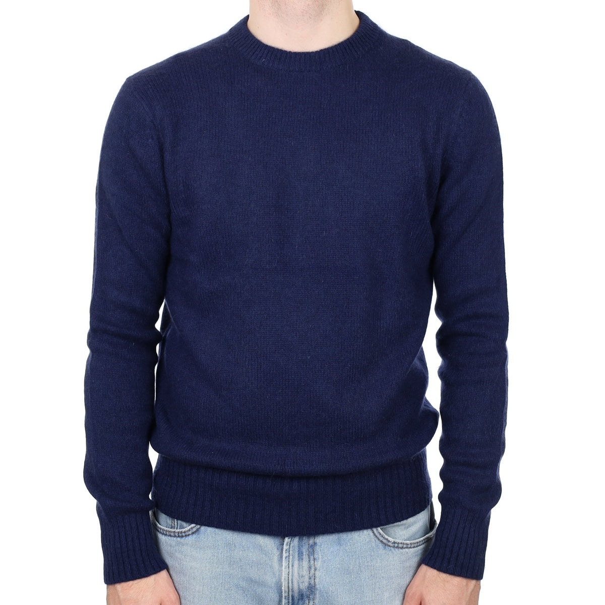 Men's Navy Cashmere Crew Neck Jumper Large