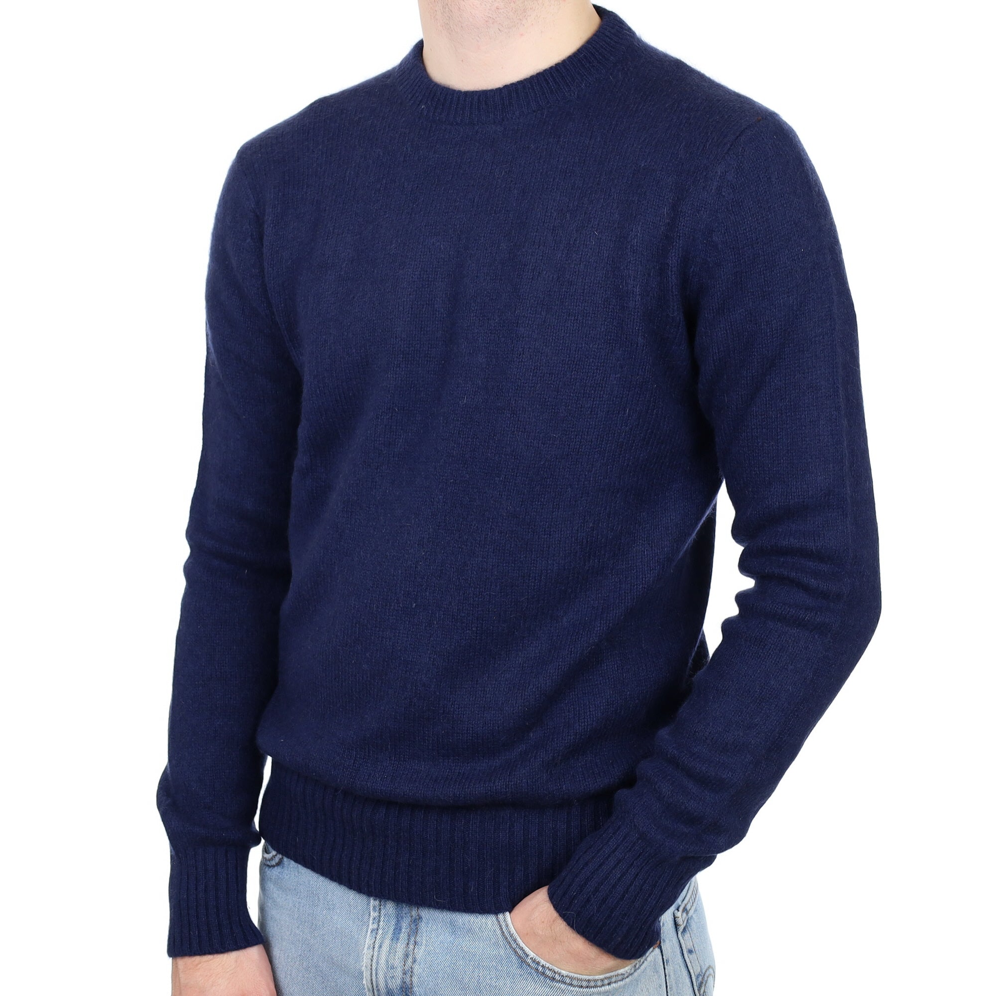 Men's Navy Cashmere Crew Neck Jumper Large