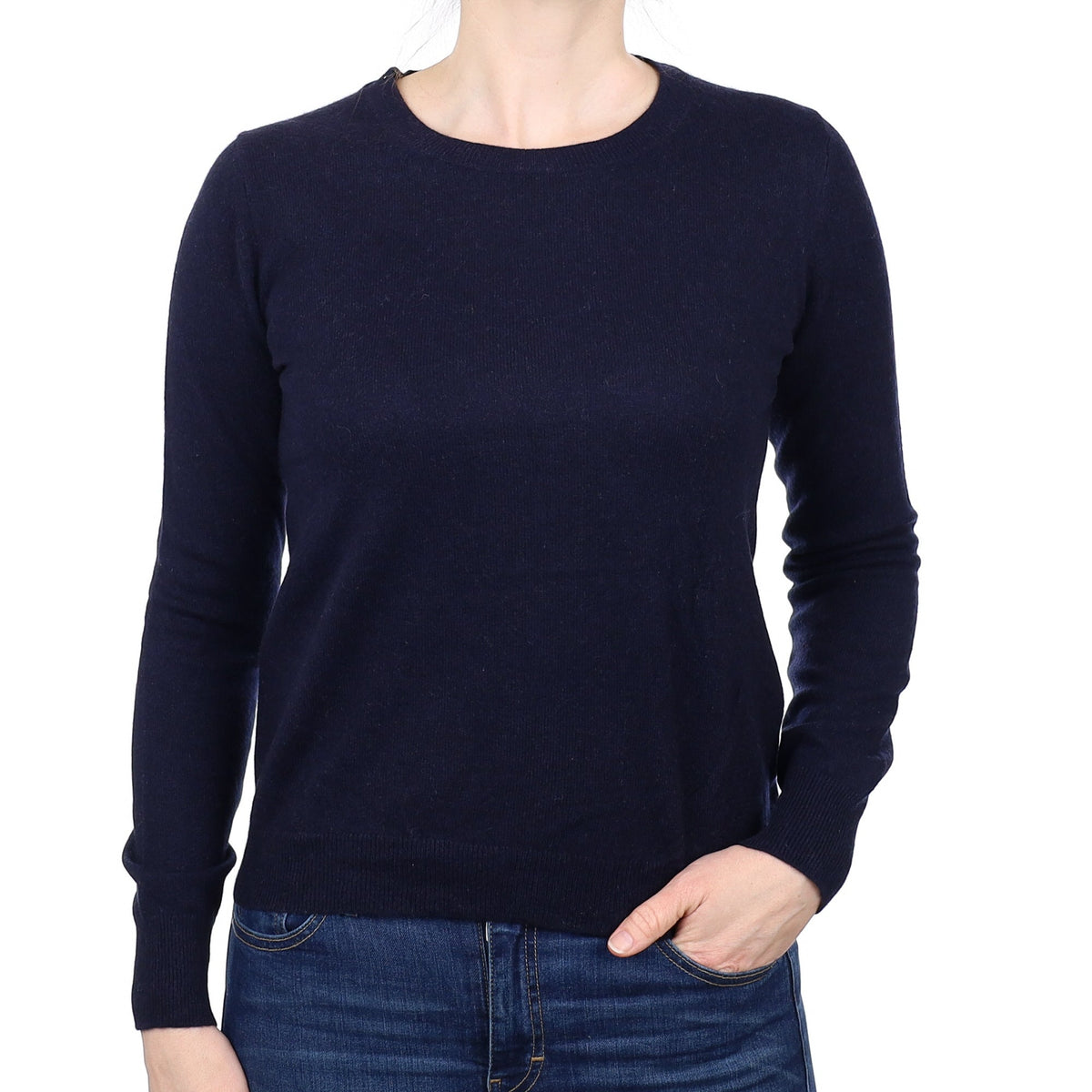 Navy Blue Cashmere Crew Neck Jumper Small