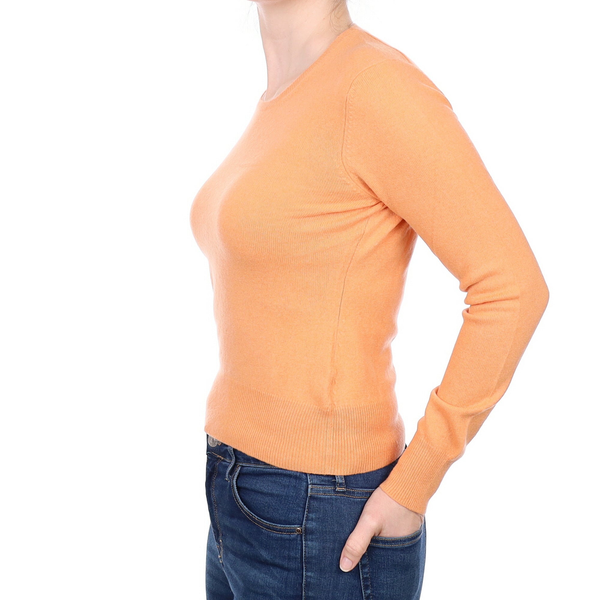 Sunset Orange Cashmere Crew Neck Jumper Small