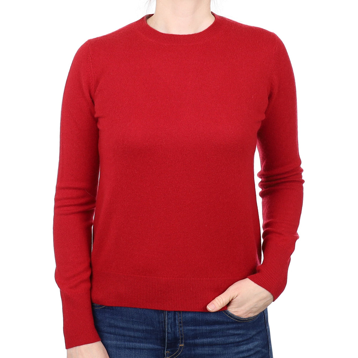 Crimson Red Cashmere Crew Neck Jumper Small