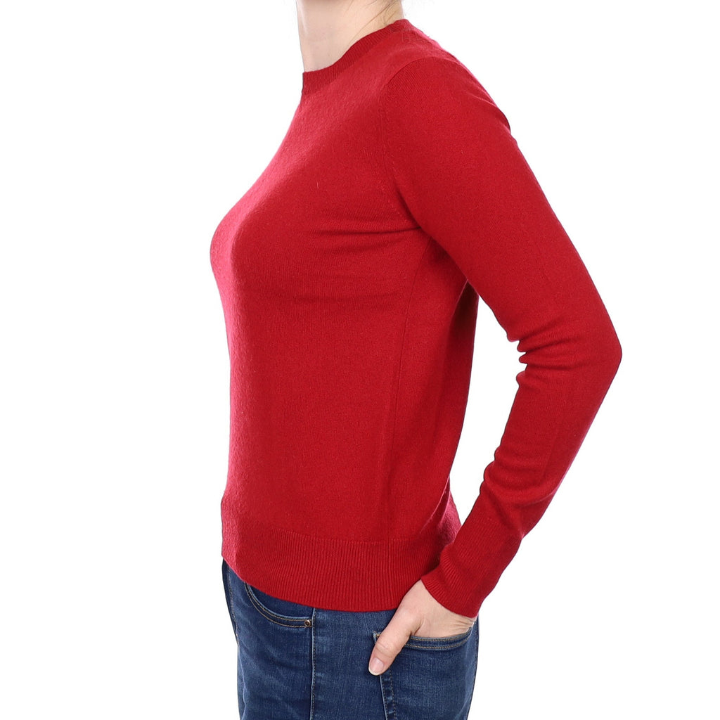 Crimson Red Cashmere Crew Neck Jumper Small