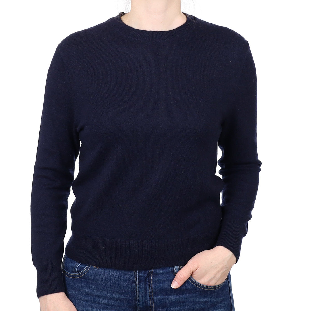 Dark Navy Cashmere Crew Neck Jumper Small