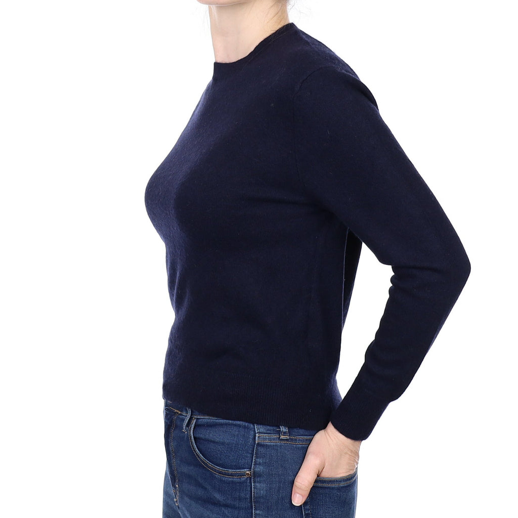Dark Navy Cashmere Crew Neck Jumper Small