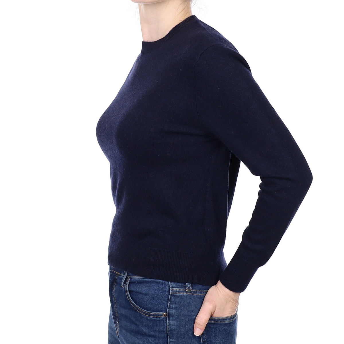 Dark Navy Cashmere Crew Neck Jumper Small