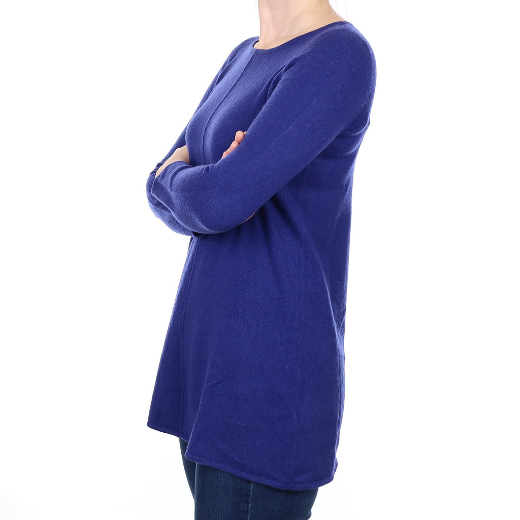 Admiral Blue Cashmere Crew Neck A-line Tunic Small
