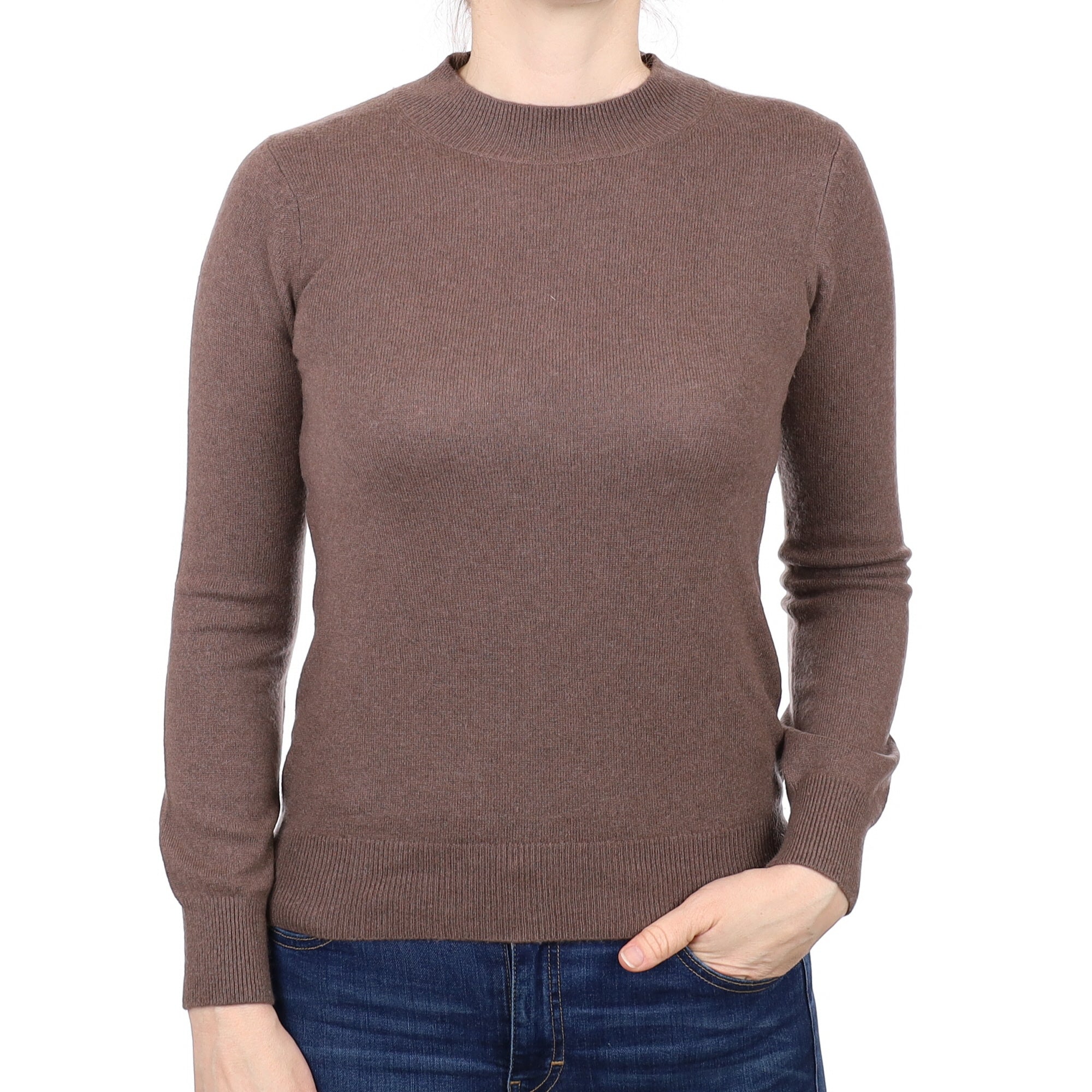 Mocha Brown Cashmere Crew Neck Jumper Small