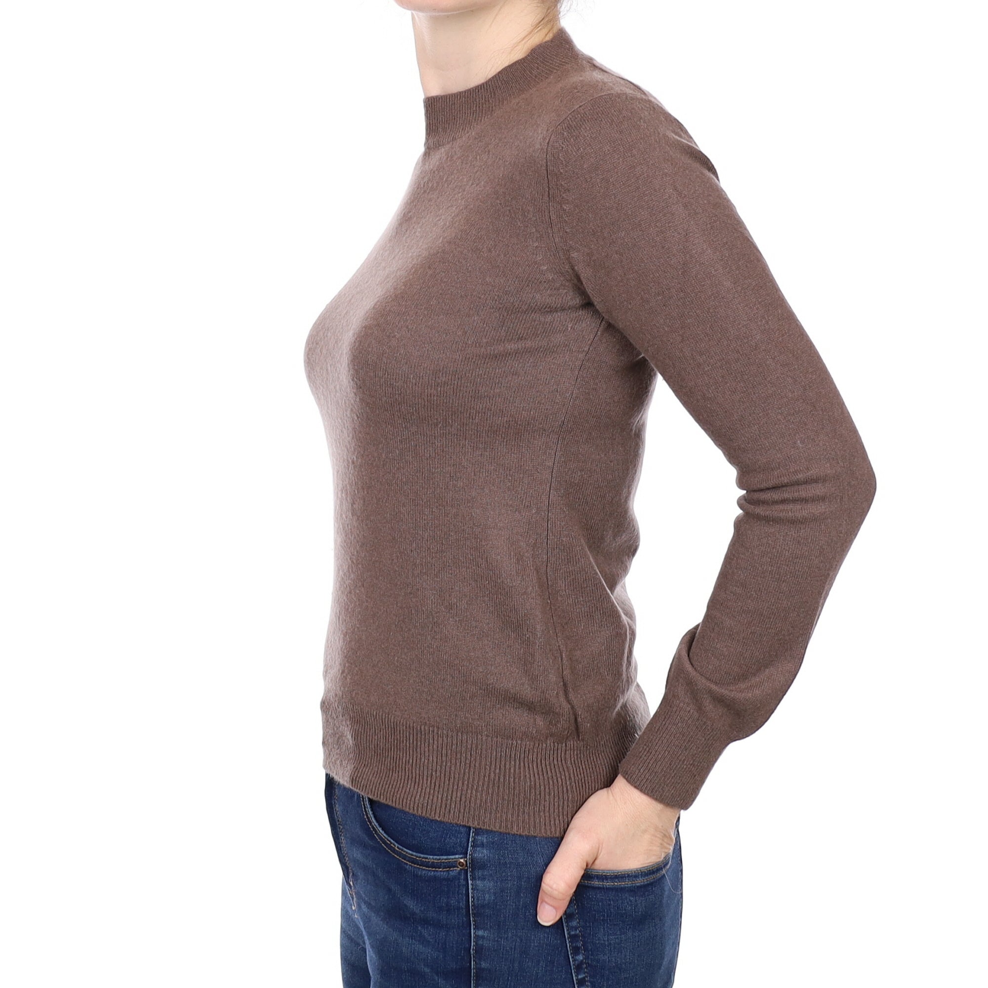 Mocha Brown Cashmere Crew Neck Jumper Small