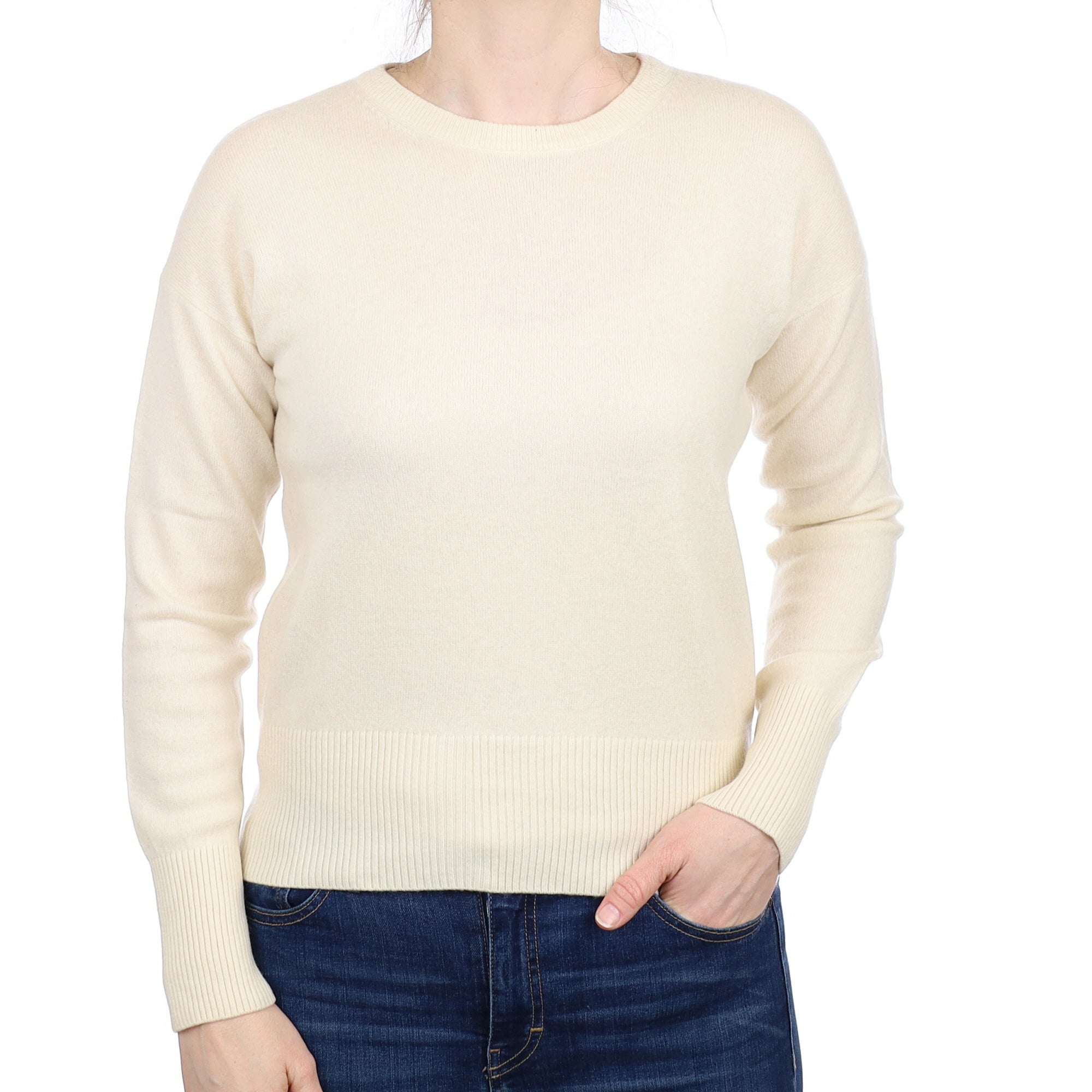 Vanilla Cream Cashmere Crew Neck Jumper Small